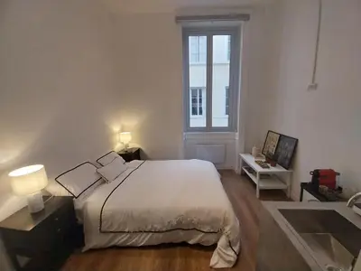 Un ou plusieurs lits dans un hébergement de l'établissement Collection Terreaux - No 1 Studio plein centre