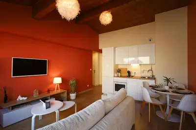 Cuisine ou kitchenette dans l'établissement Appartement le cocon de terre