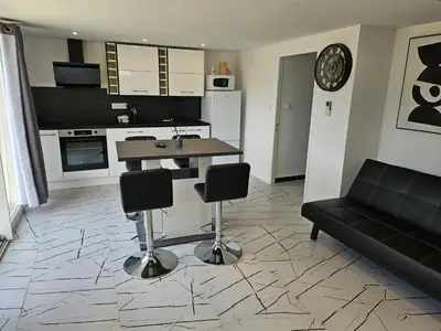 Cuisine ou kitchenette dans l'établissement appartement guy
