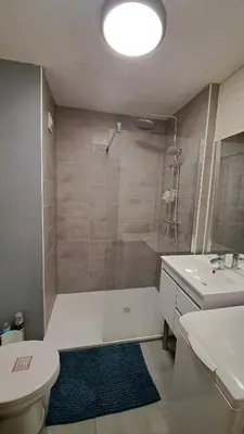 Salle de bains dans l'établissement Studio cosy 33 m² limite Lyon. Parking privatif.