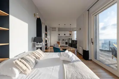 Un ou plusieurs lits dans un hébergement de l'établissement Le 360 - Appt vue panoramique sur Lyon