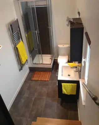 Salle de bains dans l'établissement Studio climatisé indépendant plein cœur de Lyon