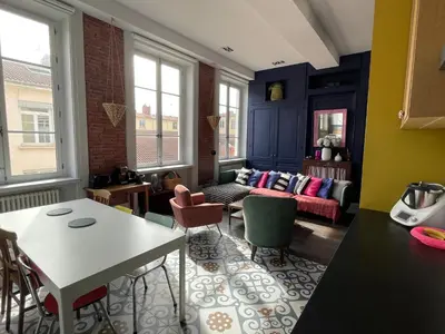 Coin salon dans l'établissement LYON4 cocooning centre Croix Rousse 86m2-4P