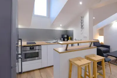 Cuisine ou kitchenette dans l'établissement Very cosy and quiet one bedroom flat in Part Dieu