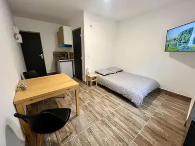 Un ou plusieurs lits dans un hébergement de l'établissement Studio rénové à 15 min de Lyon
