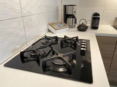 Cuisine ou kitchenette dans l'établissement La Bonneterie Appartement de charme avec terrasse