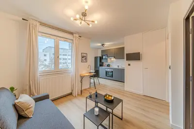 Cuisine ou kitchenette dans l'établissement Charmant 4 pers Halle Tony Garnier