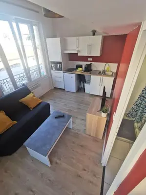 Cuisine ou kitchenette dans l'établissement Lumineux T1 de 23m2 à 100m des Métro/Tram