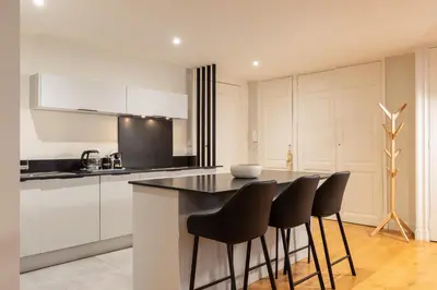 Cuisine ou kitchenette dans l'établissement Cœur Presqu'île Appartement spacieux AC
