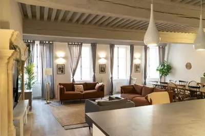 Coin salon dans l'établissement Maison COLODGE - TREVOUX
