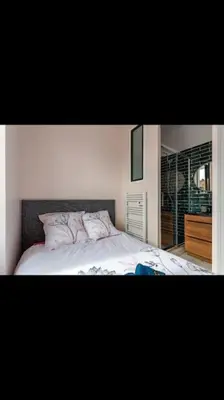 Un ou plusieurs lits dans un hébergement de l'établissement Appartement totalement rénové 4 couchage proche Lyon