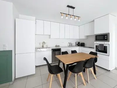 Cuisine ou kitchenette dans l'établissement Appartement cosy à Bron