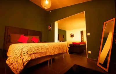 Un ou plusieurs lits dans un hébergement de l'établissement Studio Cosy, jardin privatif