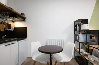 Cuisine ou kitchenette dans l'établissement Suite Kella Tassin - Beau studio rénové