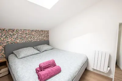 Un ou plusieurs lits dans un hébergement de l'établissement Casa Azul - Belle maisonnette colorée - Garibaldi