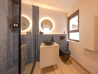Salle de bains dans l'établissement Suite Chalet K - Hyper Centre- Gare