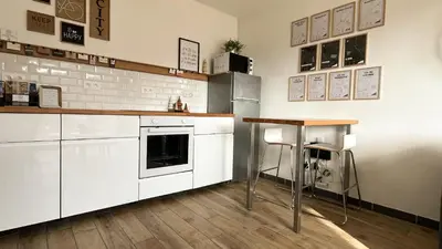 Cuisine ou kitchenette dans l'établissement Vue Panoramique - Parking - Jazz 7min - Gare 200m