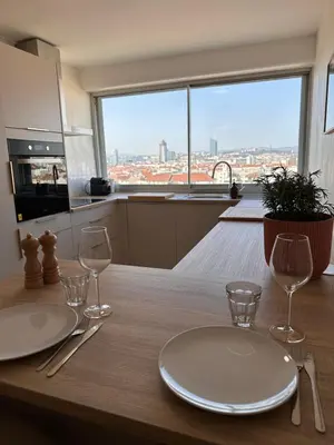 Cuisine ou kitchenette dans l'établissement Le Panoramic