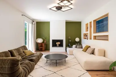 Coin salon dans l'établissement La Saulière - Family house with zen and trendy decoration