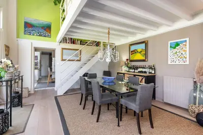 Coin salon dans l'établissement La belle vie charming house with pool