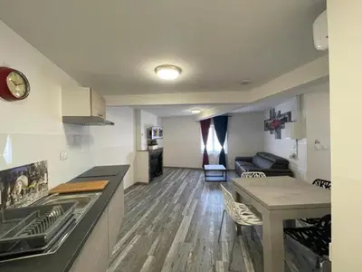Cuisine ou kitchenette dans l'établissement Appartement Agility proche LDLC Arena Stade Groupama Lyon Eurexpo