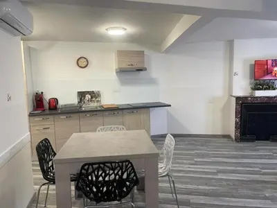 Cuisine ou kitchenette dans l'établissement Appartement Agility proche LDLC Arena Stade Groupama Lyon Eurexpo