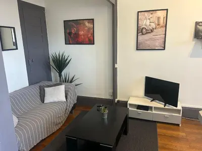 Télévision ou salle de divertissement dans l'établissement Spacieux cosy - 1 chambre Appartement - LYON Perrache Confluence 50 M2