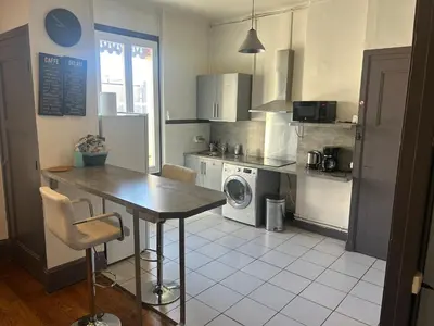 Cuisine ou kitchenette dans l'établissement Spacieux cosy - 1 chambre Appartement - LYON Perrache Confluence 50 M2