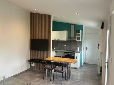 Cuisine ou kitchenette dans l'établissement maison proche du Groupama Stadium