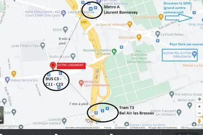Plan de l'établissement Appartement rénové pour 6 avec parking