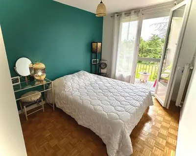 Un ou plusieurs lits dans un hébergement de l'établissement Superbe, 3 chambres, au calme, parkings