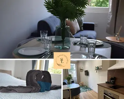Cuisine ou kitchenette dans l'établissement Élégant T2 à Bron, Tramway à 2min, Box Parking, 4Personnes