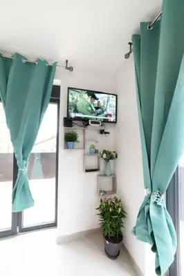 Télévision ou salle de divertissement dans l'établissement Appartement Fashion Proche Stade Groupama , Eurexpo , LDLC Arena