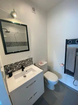 Salle de bains dans l'établissement Beau studio neuf et équipé