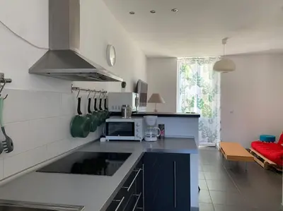 Cuisine ou kitchenette dans l'établissement HOMEYPIC T3 en rez de jardin proche de Lyon