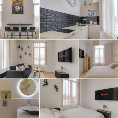 Un ou plusieurs lits dans un hébergement de l'établissement Selva, appartement cozy, Lyon 8ème