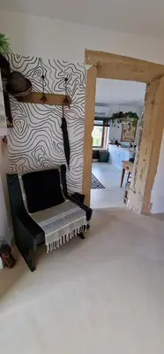 Coin salon dans l'établissement Charmante maison de famille près de Lyon