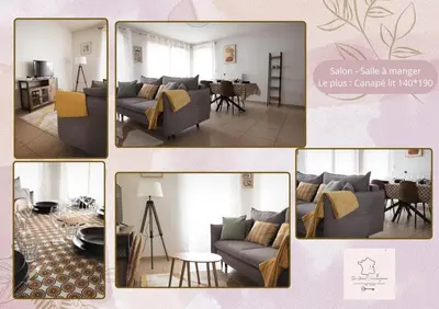 Coin salon dans l'établissement Visitez Lyon Bel Appartement spacieux le Joliot Curie 4-6 pers à Lyon - Eurexpo - LDLC ARENA