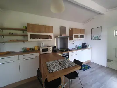 Cuisine ou kitchenette dans l'établissement Studio avec jardin-Proche LDLC-Groupama Stadium-Eurexpo-métro