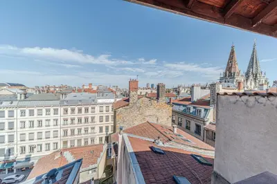 Vue générale sur Lyon ou vue de la ville depuis l'appartement