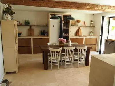 Cuisine ou kitchenette dans l'établissement Charmante Grange aux Monts d'Or