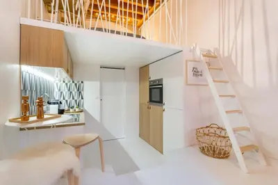 Cuisine ou kitchenette dans l'établissement Studio bohème-chic, coeur de Presqu'île, Perrache