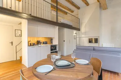 Cuisine ou kitchenette dans l'établissement Duplex lumineux et authentique, Vieux-Lyon