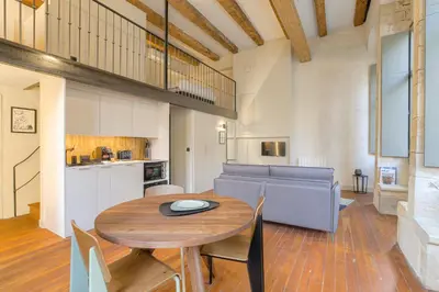 Cuisine ou kitchenette dans l'établissement Duplex lumineux et authentique, Vieux-Lyon