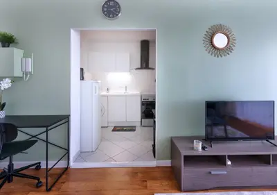 Cuisine ou kitchenette dans l'établissement Appartement cosy - Tonkin, parc Tête d'or