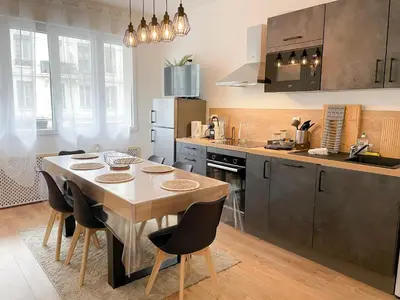 Cuisine ou kitchenette dans l'établissement Le Masséna - Lyon 6ème - Proche Parc Tête d'Or