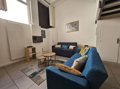 Coin salon dans l'établissement Appartement spacieux, proche gare, Lyon 3e