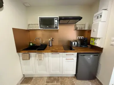 Cuisine ou kitchenette dans l'établissement Studio avec jardin privatif