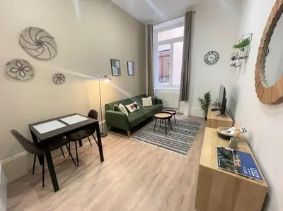 Coin salon dans l'établissement Charmant appartement, coeur Presqu'île, Lyon 1er