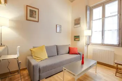 Coin salon dans l'établissement Joli studio chaleureux proche Bellecour
